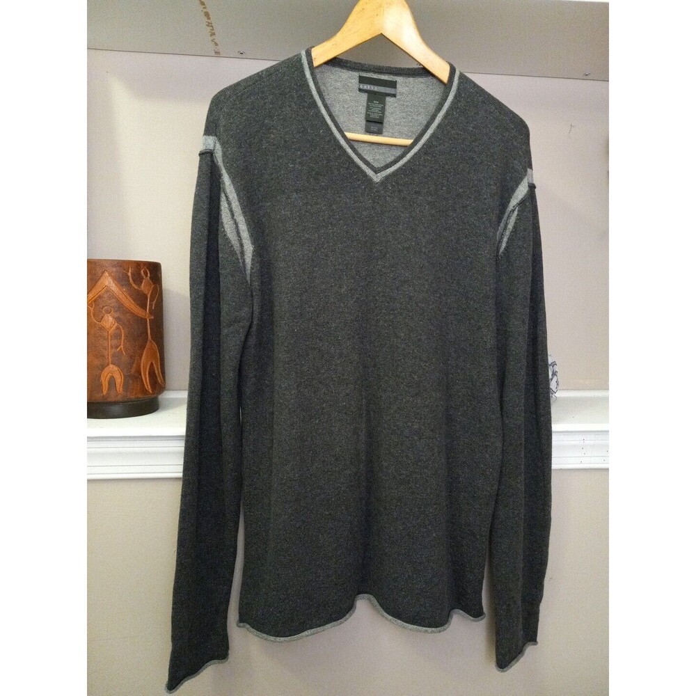 Guess Mens Grey/light Grey Wool‎ Blend Long Sleeve Pullover Sweater Size M
